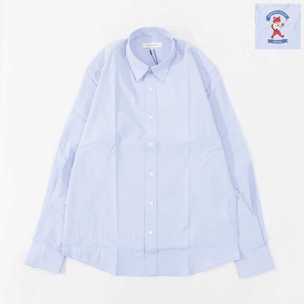 メゾン キツネ MAISON KITSUNE トップス シャツ メンズ  ブルー ロゴ キツネ 韓国 バックプリント ソウル SPGALM00402