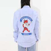 MAISON KITSUNE シャツ ブルー ロゴ キツネ バックプリント SPGALM00402