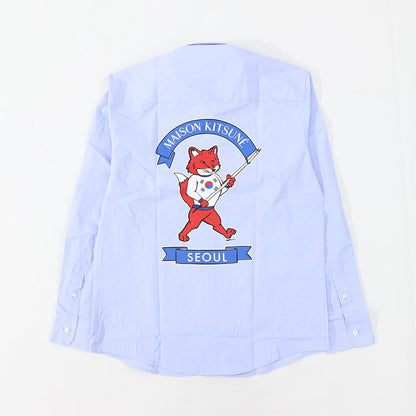 メゾン キツネ MAISON KITSUNE トップス シャツ メンズ  ブルー ロゴ キツネ 韓国 バックプリント ソウル SPGALM00402