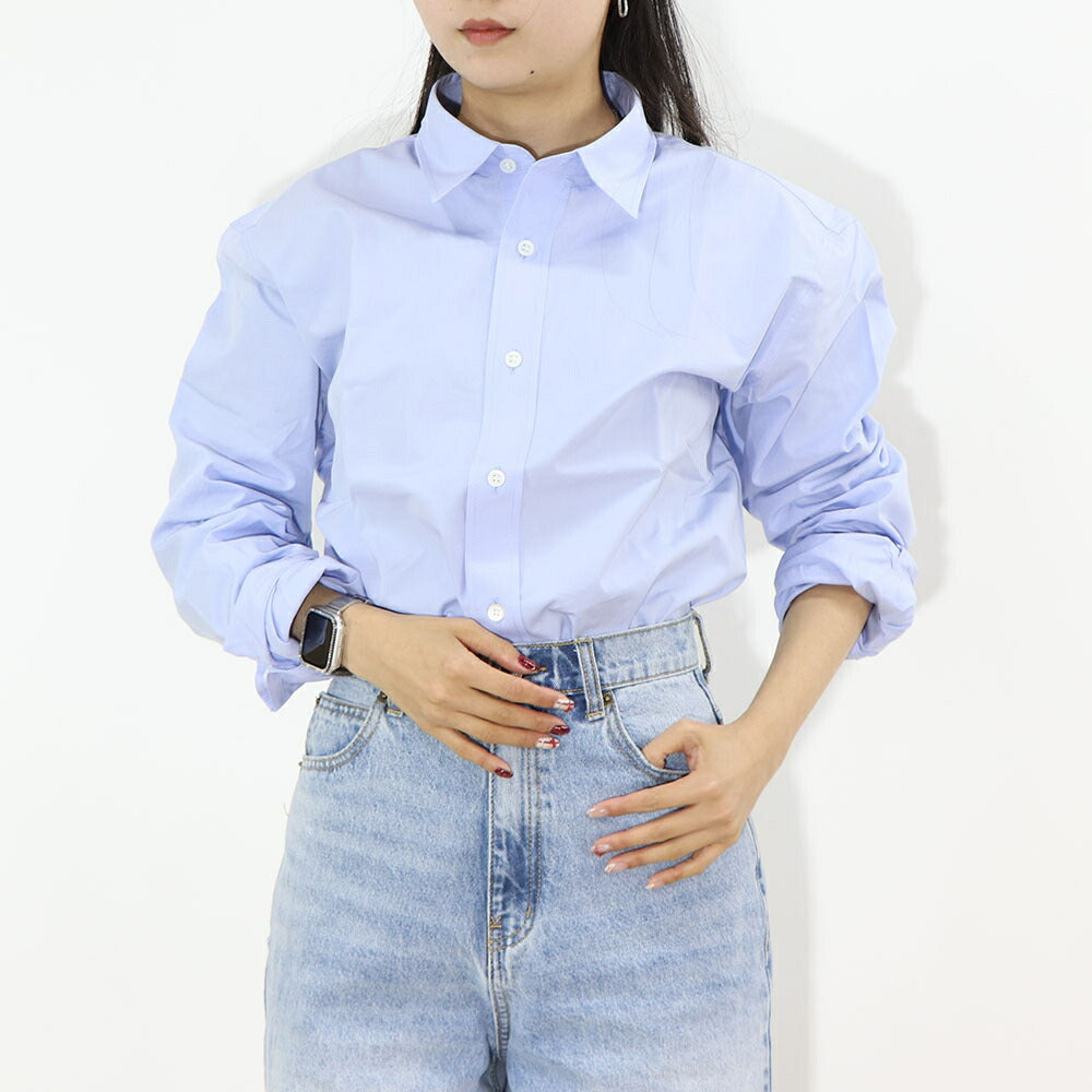 MAISON KITSUNE シャツ ブルー ロゴ キツネ バックプリント SPGALM00402