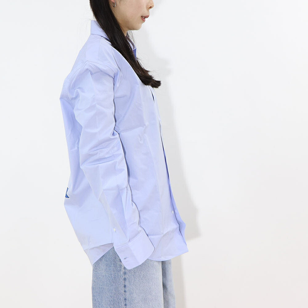 MAISON KITSUNE シャツ ブルー ロゴ キツネ バックプリント SPGALM00402