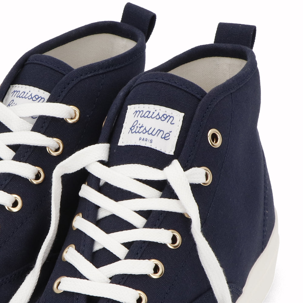 メゾン キツネ スニーカー ハイカット ロゴ ネイビー