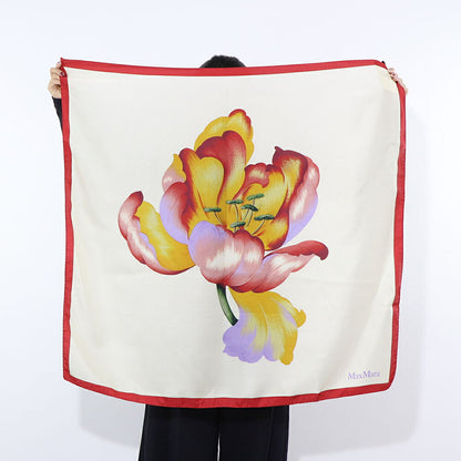 Max Mara スカーフ レッド系 シルク 大判スカーフ 花 フラワープリント 45410831