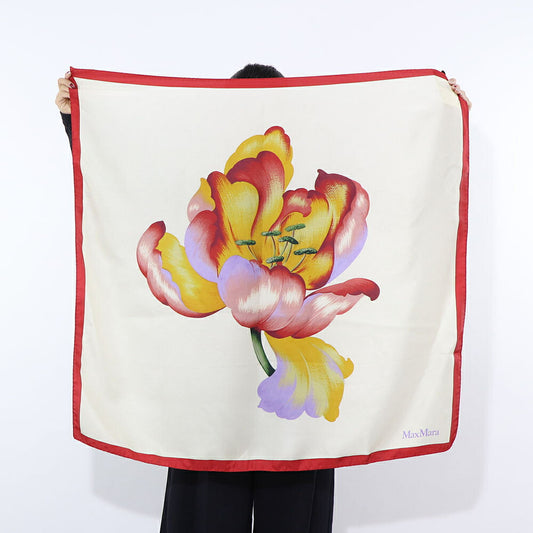 Max Mara スカーフ レッド系 シルク 大判スカーフ 花 フラワープリント 45410831