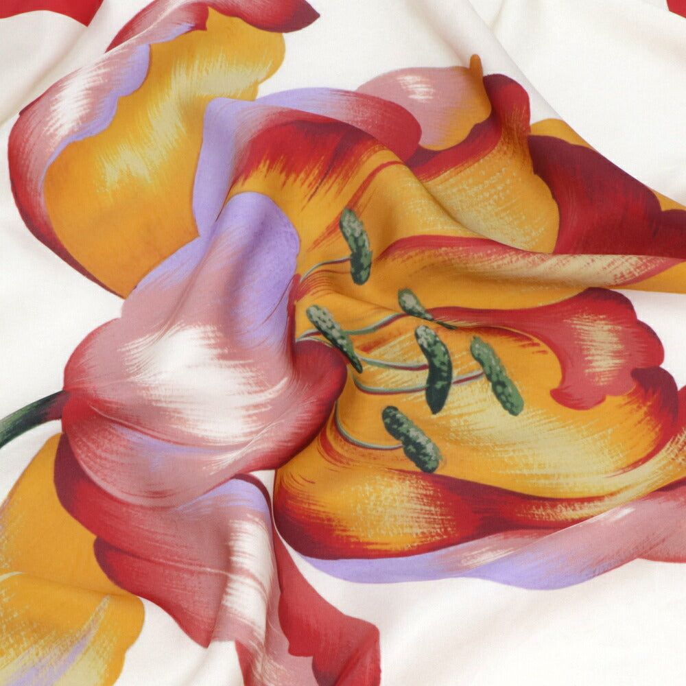 Max Mara スカーフ レッド系 シルク 大判スカーフ 花 フラワープリント 45410831