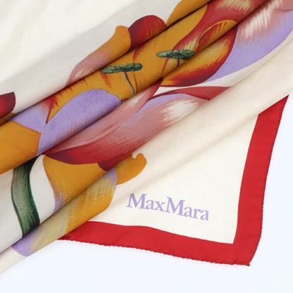 Max Mara スカーフ レッド系 シルク 大判スカーフ 花 フラワープリント 45410831