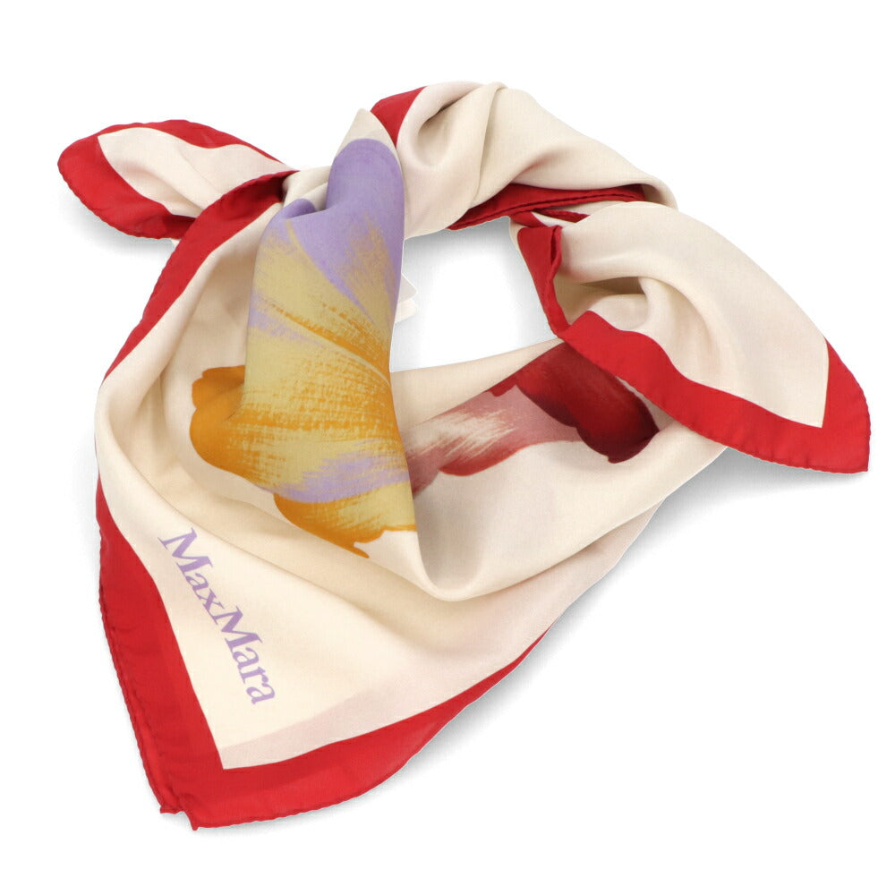 Max Mara スカーフ レッド系 シルク 大判スカーフ 花 フラワープリント 45410831