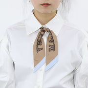 Max Mara スカーフ TIE5 キャメル×ライトブルー シルク ナロー 45460733