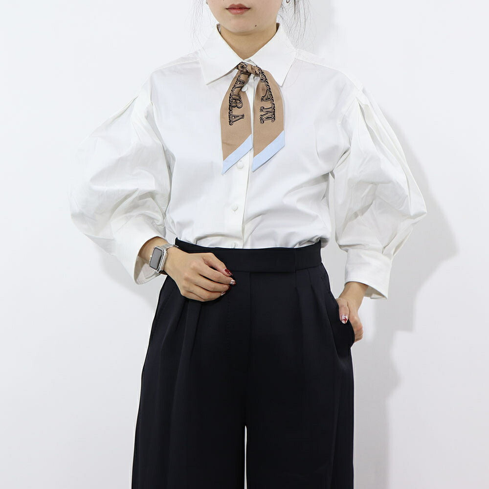 Max Mara スカーフ TIE5 キャメル×ライトブルー シルク ナロー 45460733