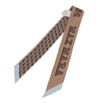 Max Mara スカーフ TIE5 キャメル×ライトブルー シルク ナロー 45460733