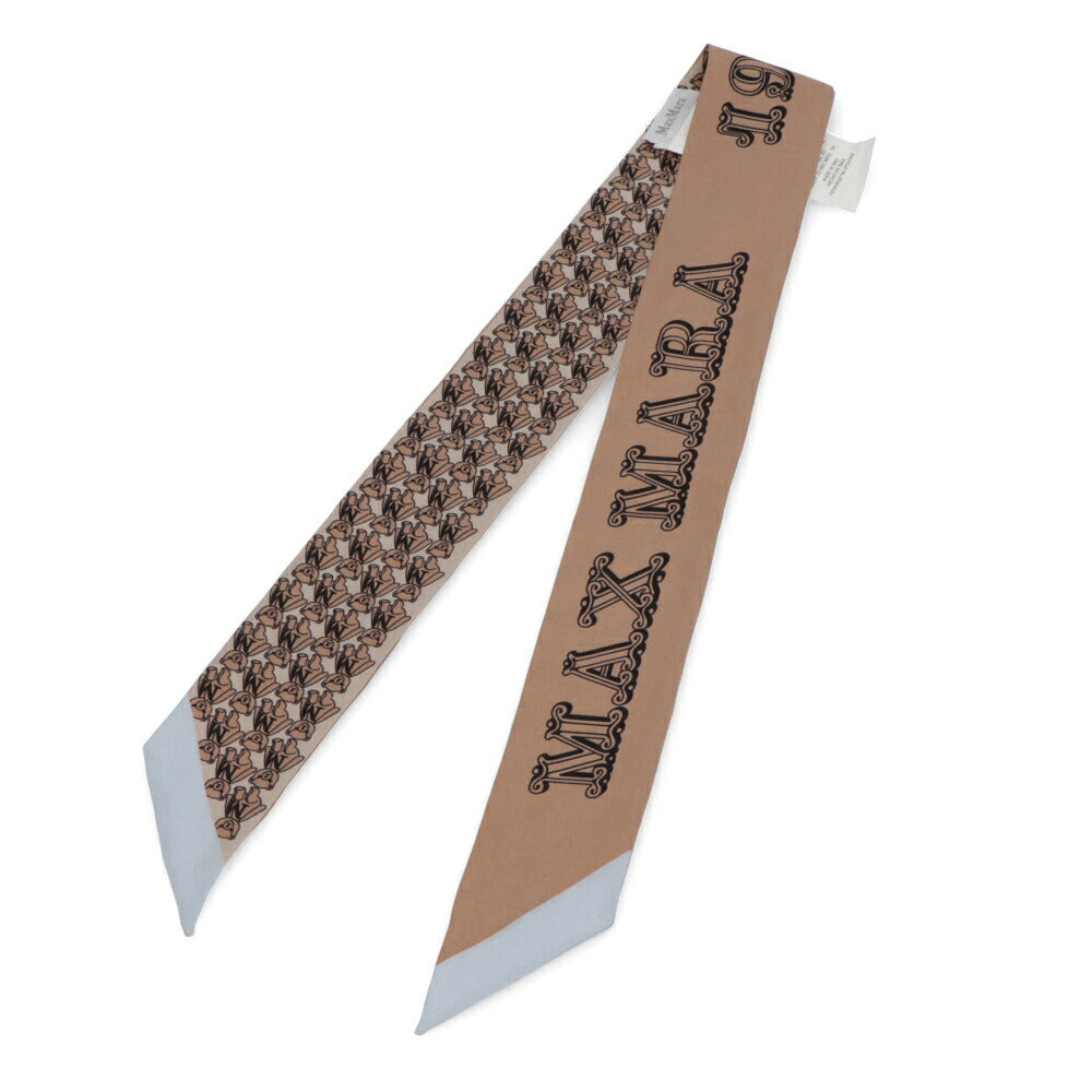 Max Mara スカーフ TIE5 キャメル×ライトブルー シルク ナロー 45460733