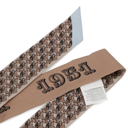 Max Mara スカーフ TIE5 キャメル×ライトブルー シルク ナロー 45460733