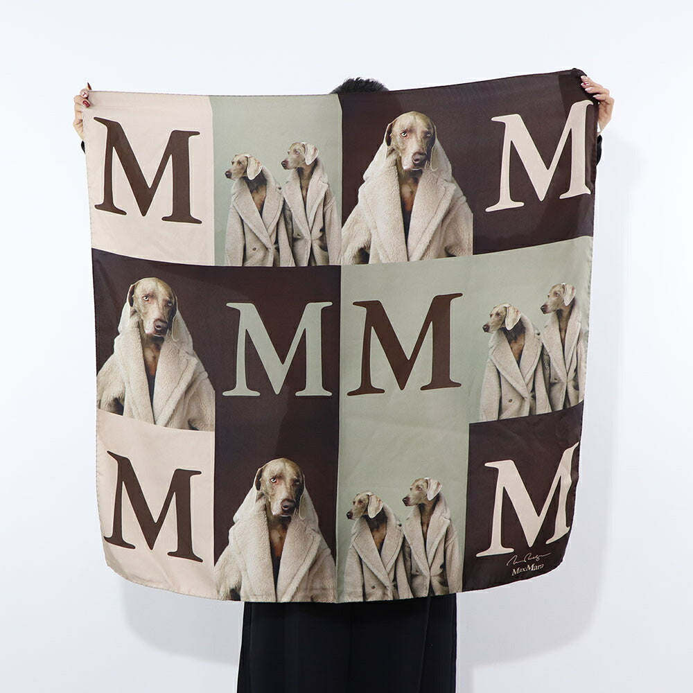 Max Mara スカーフ ブラウン系 シルク 大判スカーフ ウィリアムウェグマン 45461337