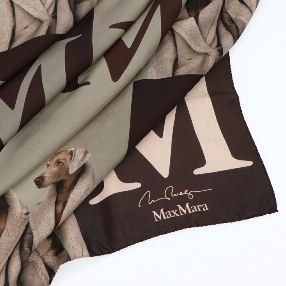 Max Mara スカーフ ブラウン系 シルク 大判スカーフ ウィリアムウェグマン 45461337