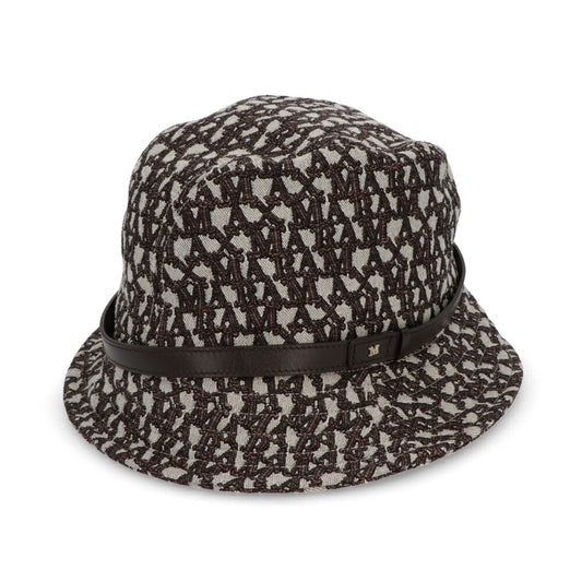 Max Mara ブラウン ジャガード 総ロゴ バケットハット 45710231