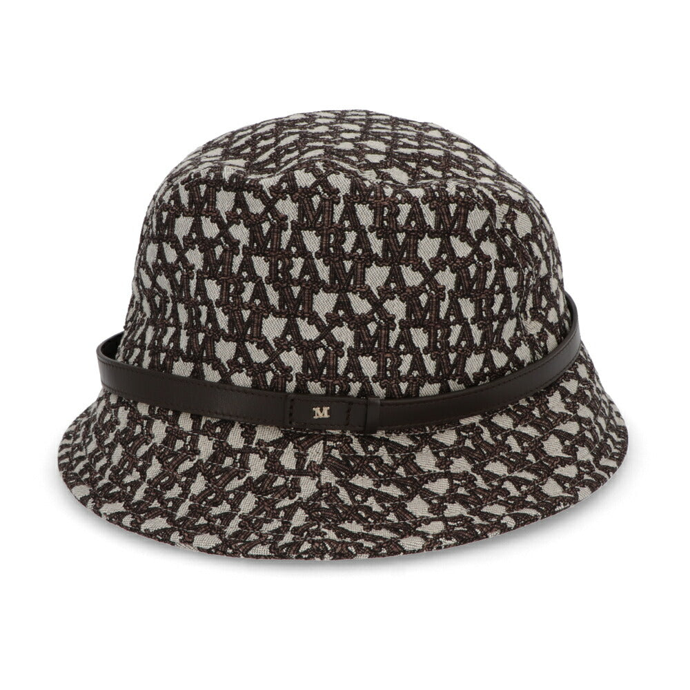 Max Mara ブラウン ジャガード 総ロゴ バケットハット 45710231
