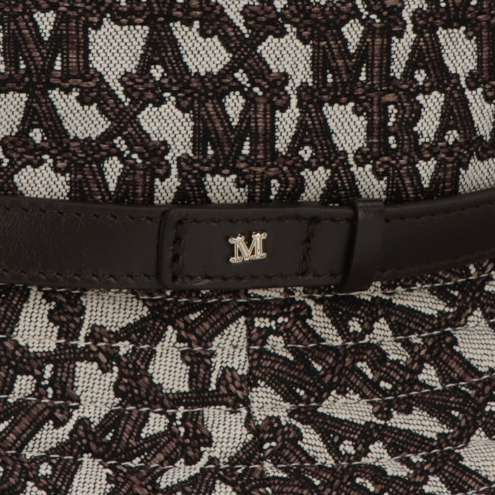 Max Mara ブラウン ジャガード 総ロゴ バケットハット 45710231