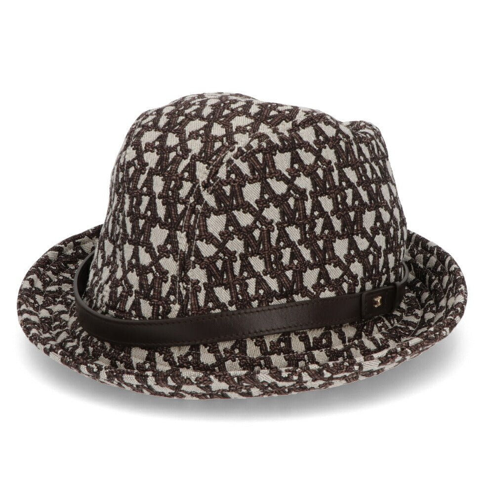 Max Mara ブラウン ジャガード 総ロゴ バケットハット 45710231