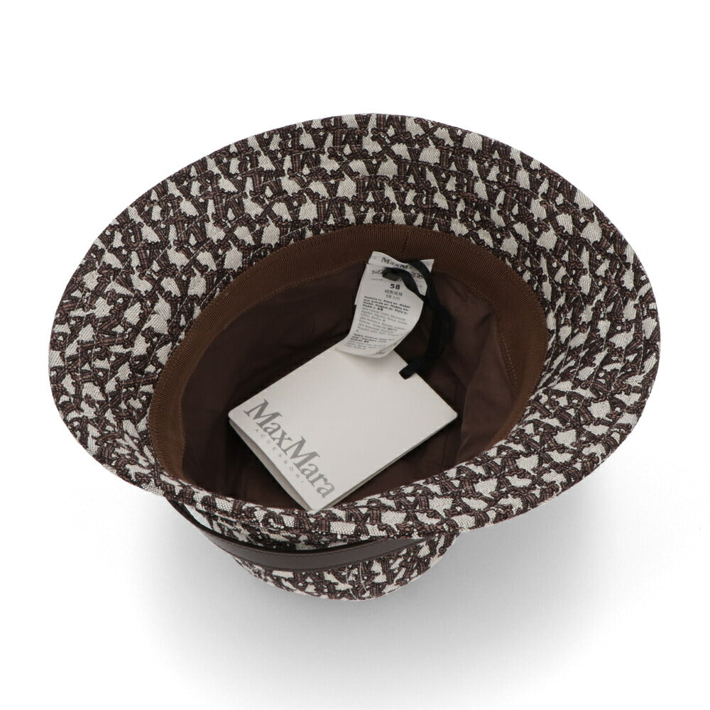 Max Mara ブラウン ジャガード 総ロゴ バケットハット 45710231