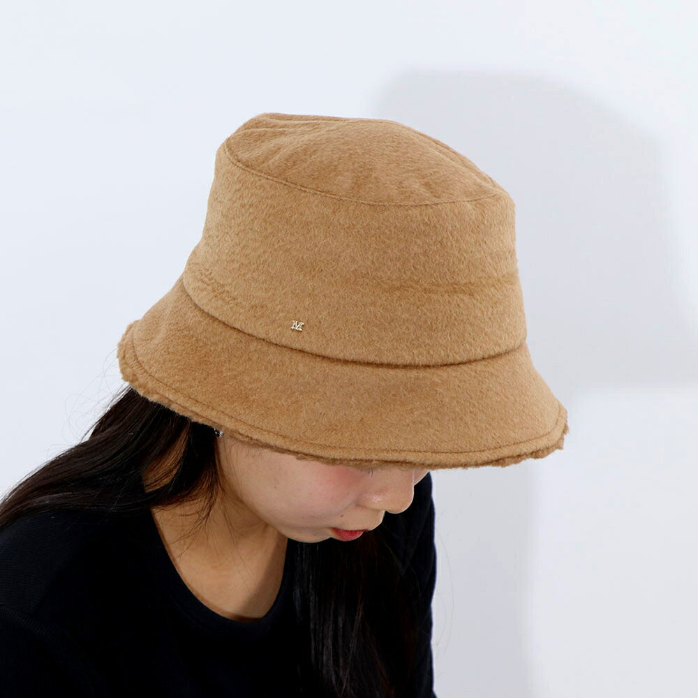 Max Mara キャメル キャメルヘア シルク バケットハット ボア 45760833