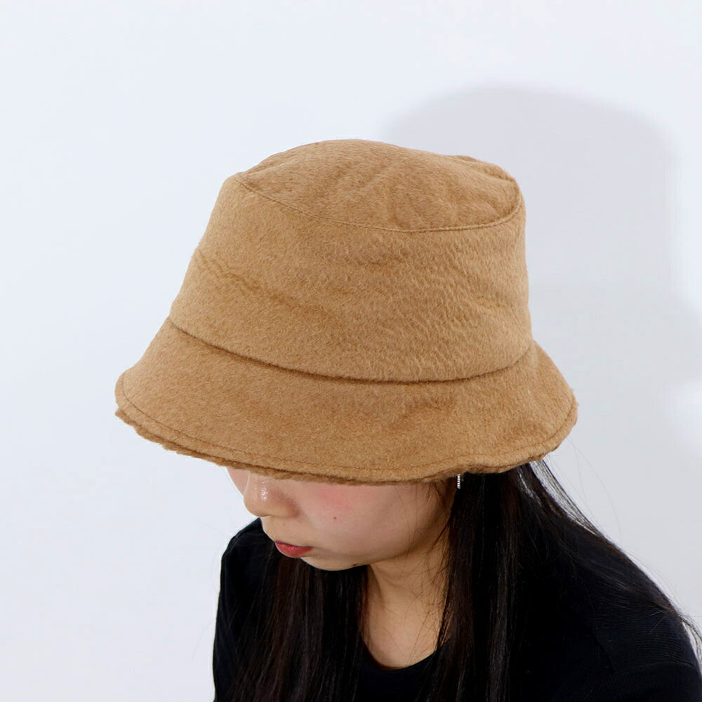 Max Mara キャメル キャメルヘア シルク バケットハット ボア 45760833