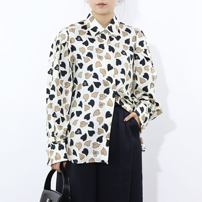 Max Mara ブラウス ベージュ ハート柄 シルク 11110631