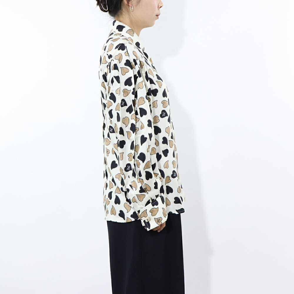 Max Mara ブラウス ベージュ ハート柄 シルク 11110631