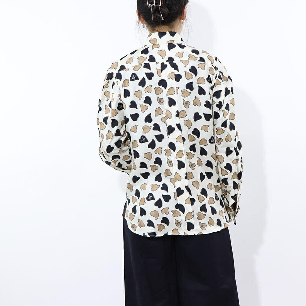 Max Mara ブラウス ベージュ ハート柄 シルク 11110631