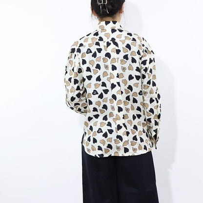 Max Mara ブラウス ベージュ ハート柄 シルク 11110631