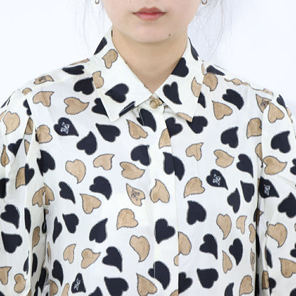 Max Mara ブラウス ベージュ ハート柄 シルク 11110631