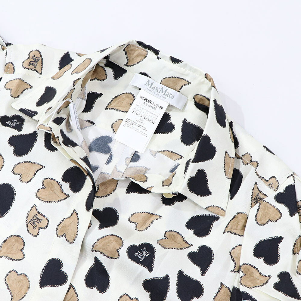 Max Mara ブラウス ベージュ ハート柄 シルク 11110631