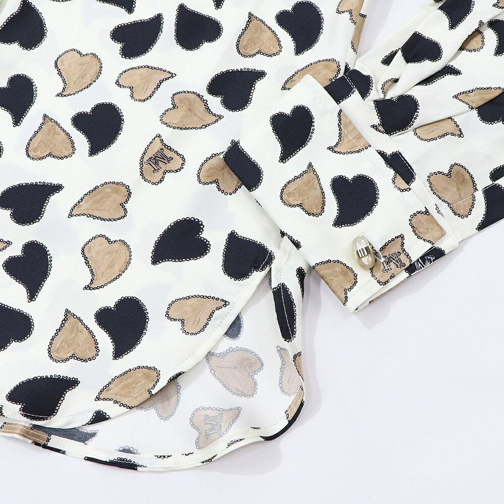 Max Mara ブラウス ベージュ ハート柄 シルク 11110631