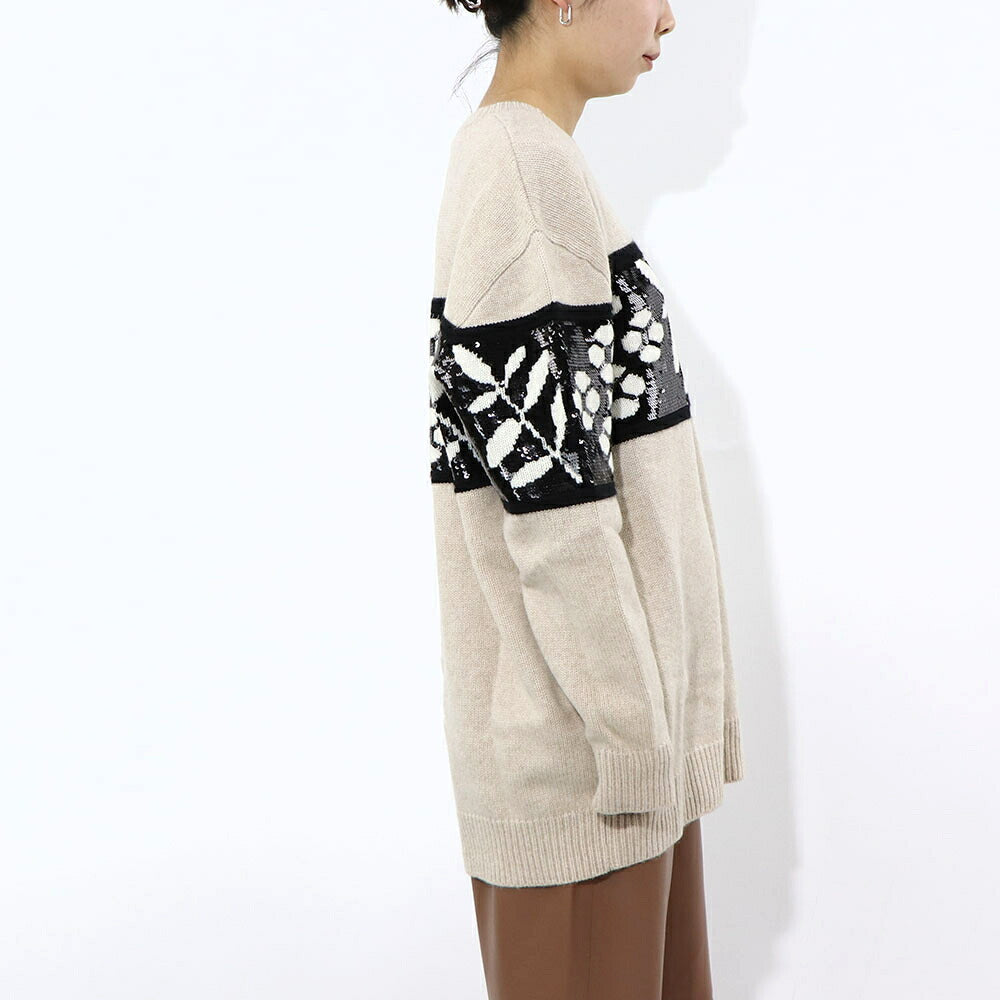 Max Mara ニット ベージュ オーバーサイズ スパンコール 11361051