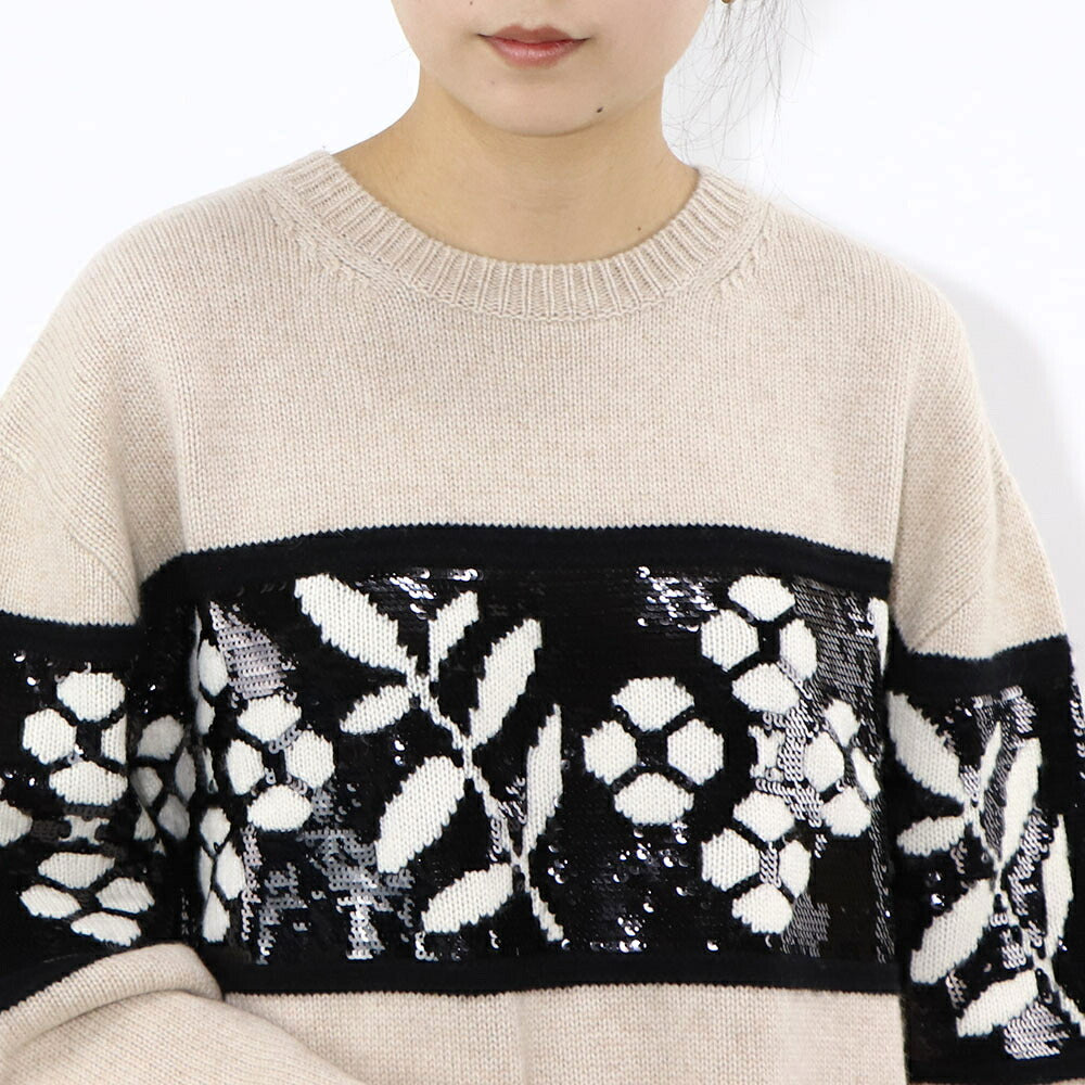 Max Mara ニット ベージュ オーバーサイズ スパンコール 11361051