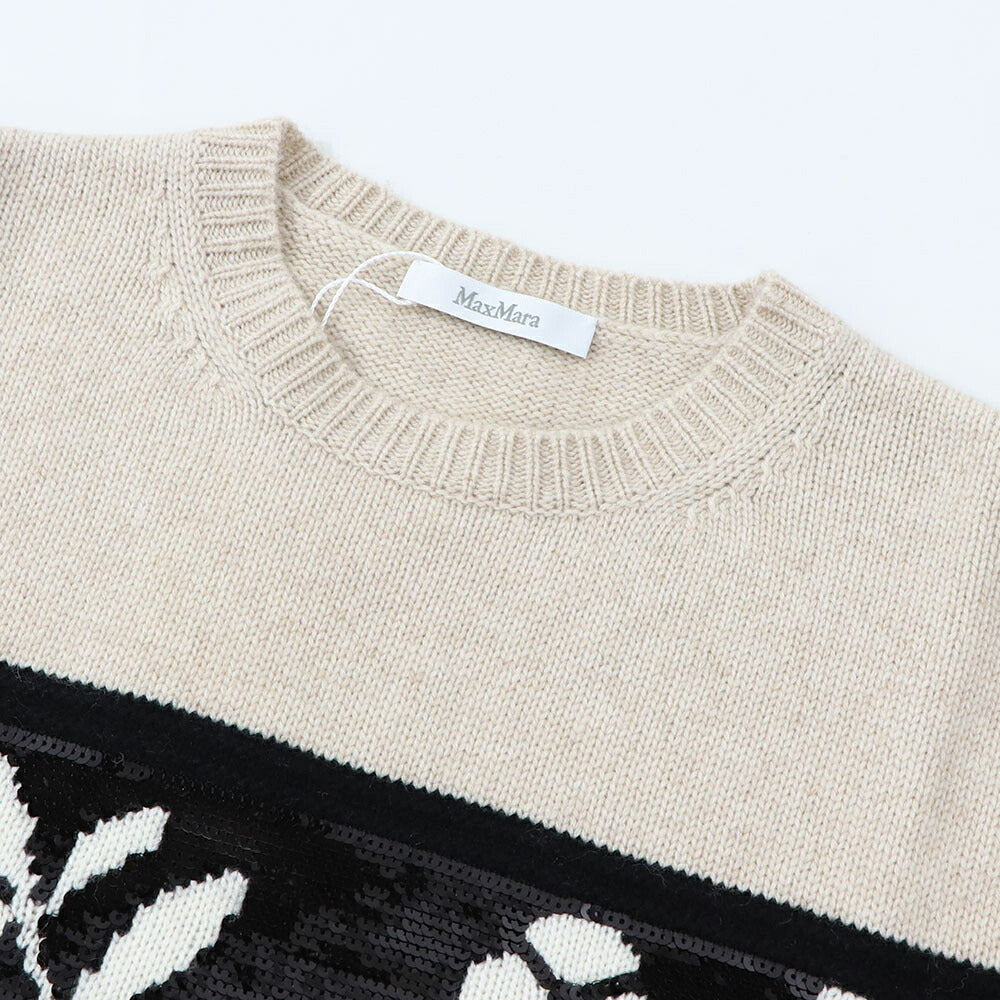 Max Mara ニット ベージュ オーバーサイズ スパンコール 11361051