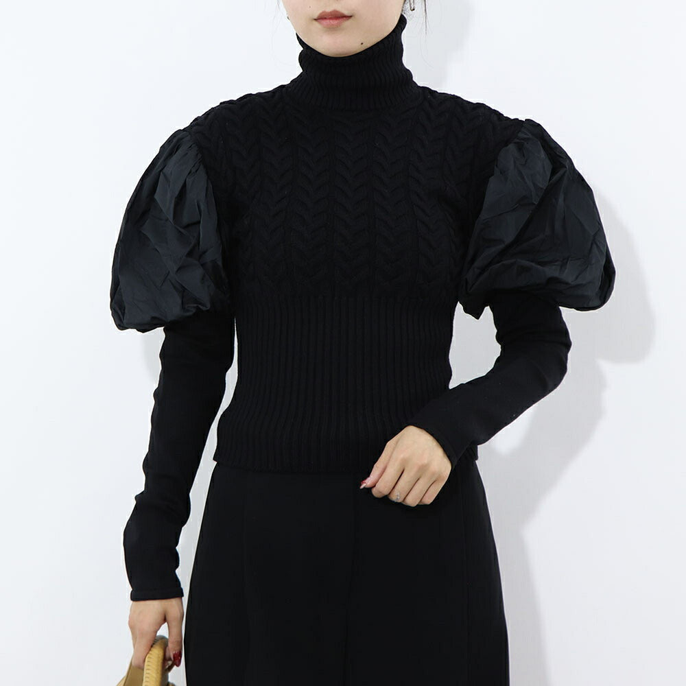 Max Mara ニット ブラック パフスリーブ クロップド丈 タートルネック 11361061