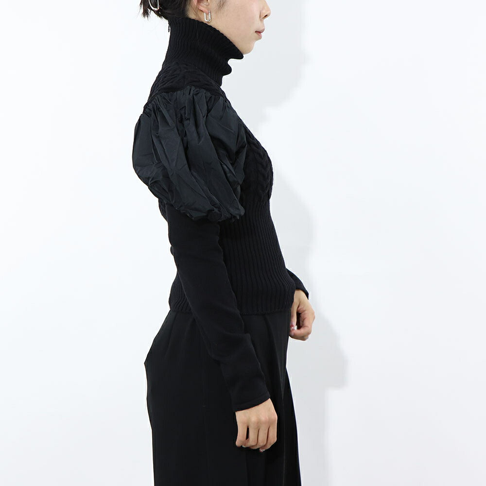Max Mara ニット ブラック パフスリーブ クロップド丈 タートルネック 11361061