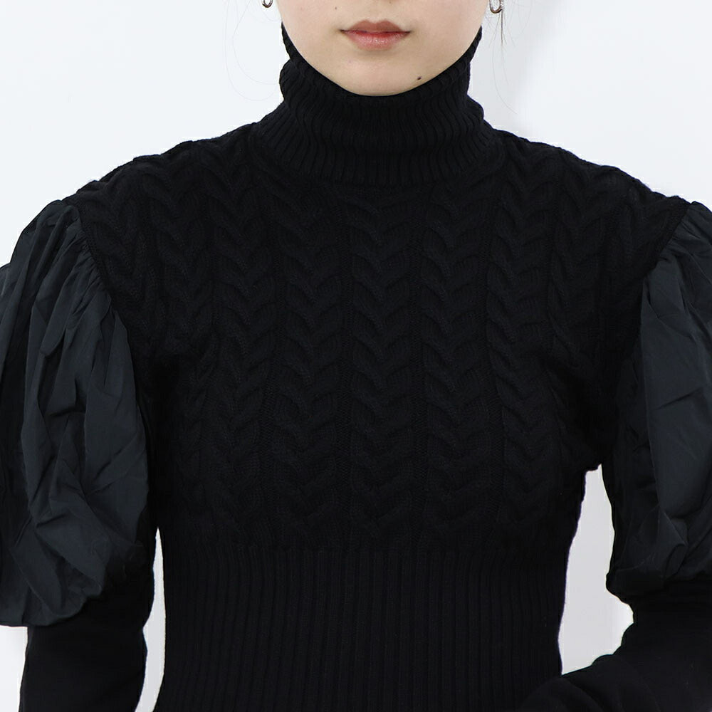Max Mara ニット ブラック パフスリーブ クロップド丈 タートルネック 11361061