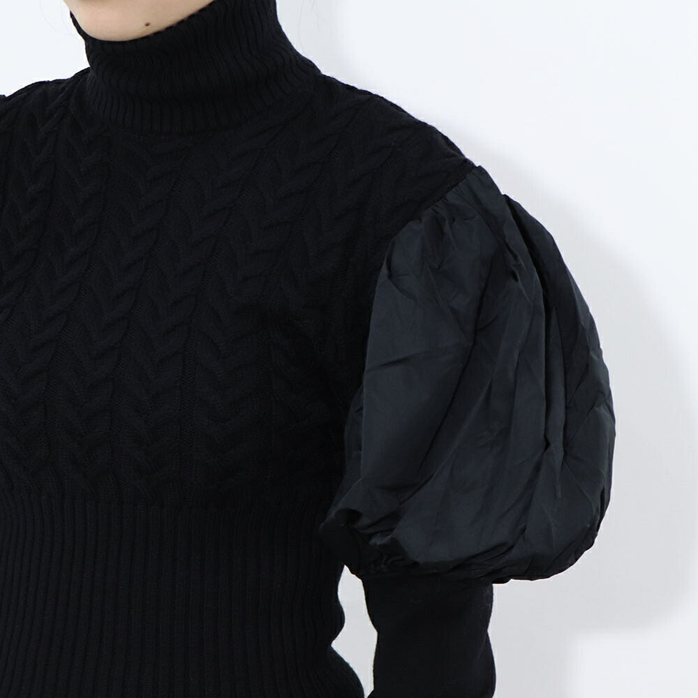 Max Mara ニット ブラック パフスリーブ クロップド丈 タートルネック 11361061