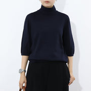 Max Mara ニット ネイビー 無地 ハイネック 五分袖 11361131