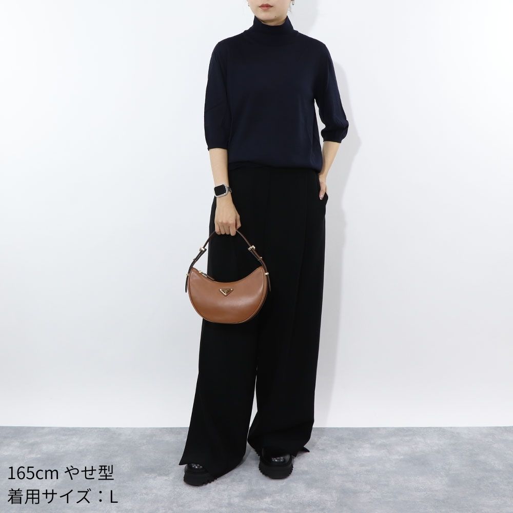 Max Mara ニット ネイビー 無地 ハイネック 五分袖 11361131