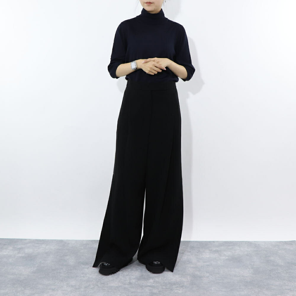 Max Mara ニット ネイビー 無地 ハイネック 五分袖 11361131