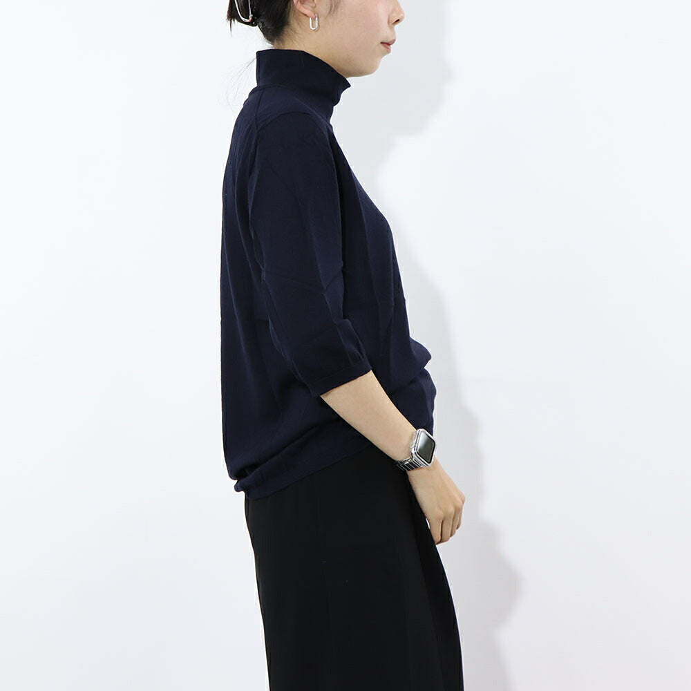 Max Mara ニット ネイビー 無地 ハイネック 五分袖 11361131
