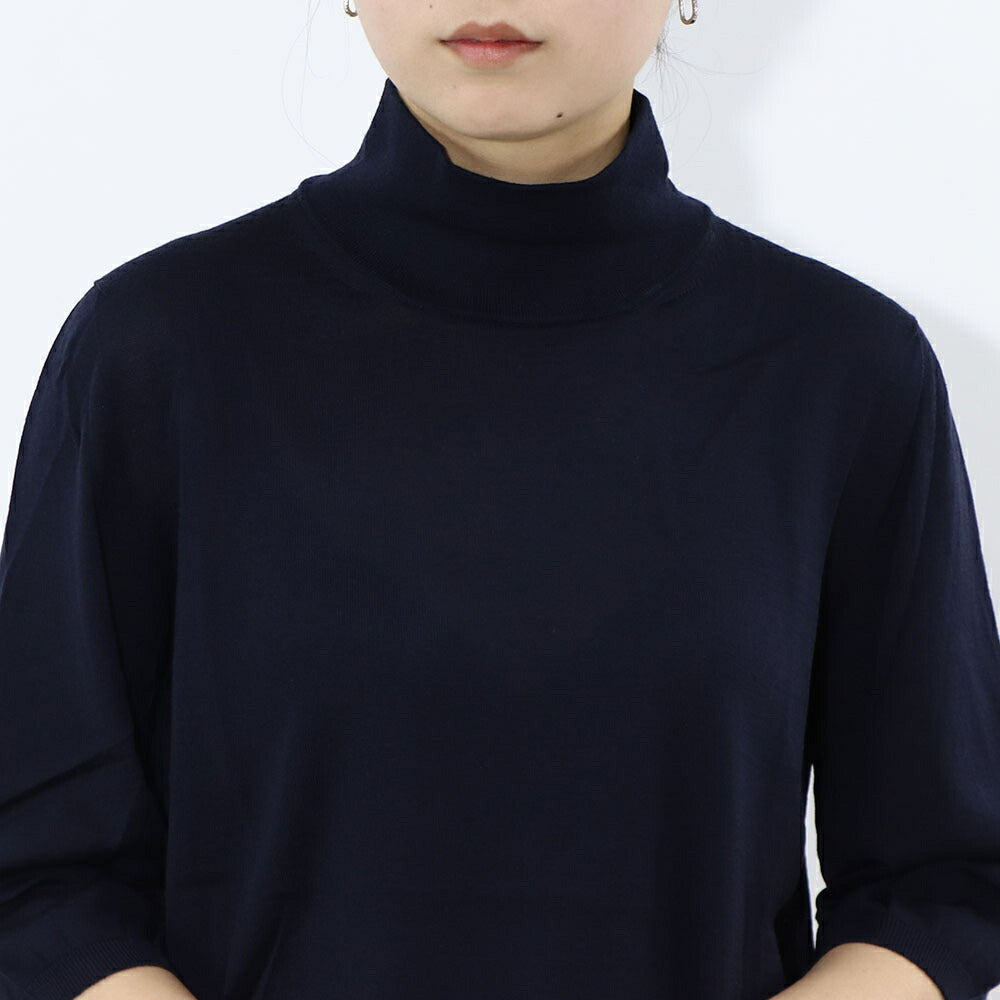 Max Mara ニット ネイビー 無地 ハイネック 五分袖 11361131