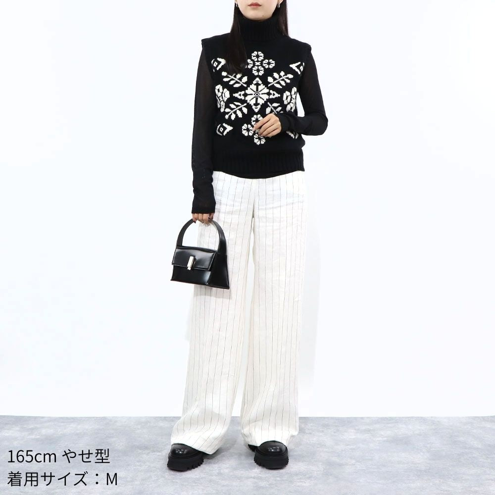 Max Mara ベスト・ジレ ブラック ウール カシミヤ ジャガード ノルディック柄 11361241