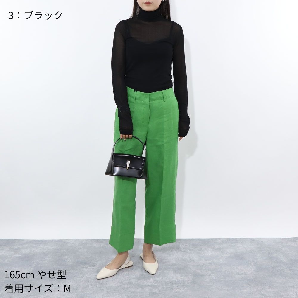 Max Mara ニット ブラウン ブラック レーヨン ハイネック シアー 11381011
