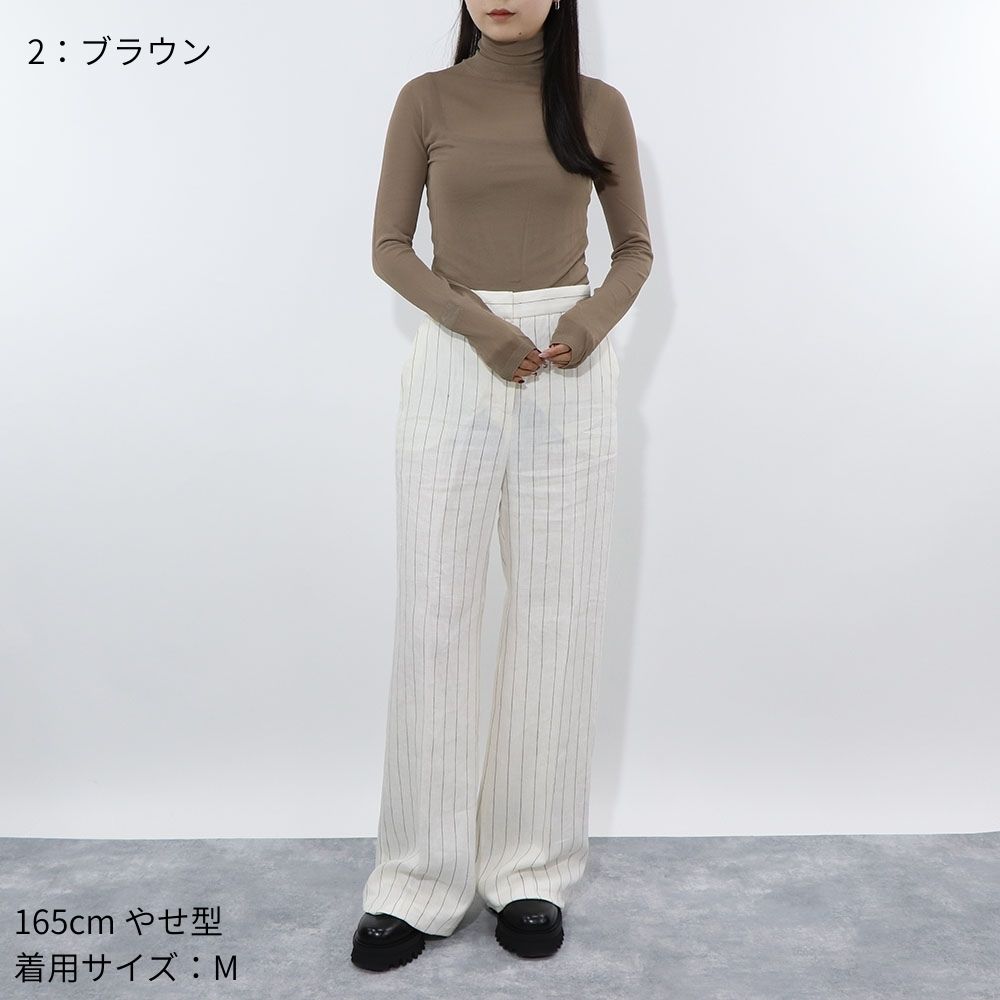 Max Mara ニット ブラウン ブラック レーヨン ハイネック シアー 11381011