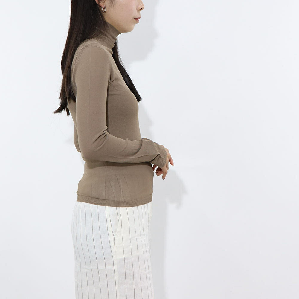 Max Mara ニット ブラウン ブラック レーヨン ハイネック シアー 11381011