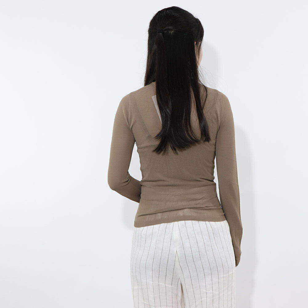 Max Mara ニット ブラウン ブラック レーヨン ハイネック シアー 11381011