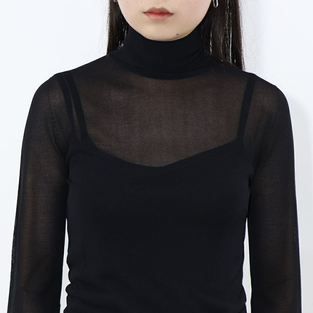 Max Mara ニット ブラウン ブラック レーヨン ハイネック シアー 11381011